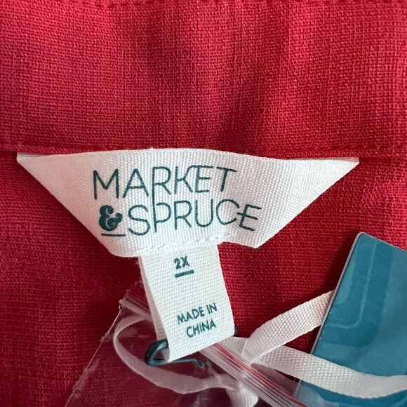 Market & Spruce Button Front Red Tank Top Size 2X  NWT! - Picture 4 of 6